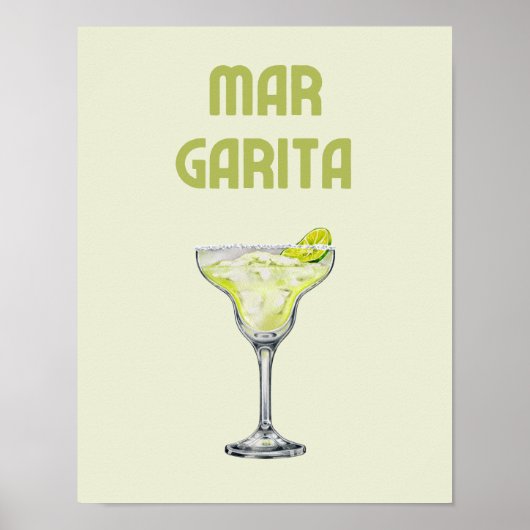 Margarita Retro Lime Green Cocktail Poster (Vorne)