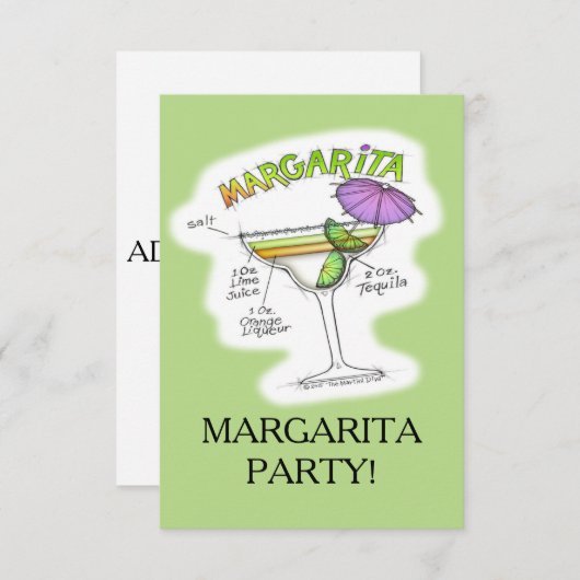 MARGARITA-REZEPT-COCKTAIL-KUNST EINLADUNG (Vorne/Hinten)