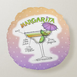 MARGARITA-REZEPT COCKTAIL-KUNST RUNDES KISSEN
