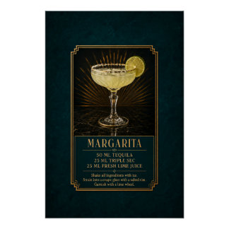 Margarita-Rezeptposter | Bar-Kunst Poster