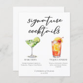 Margarita Tequila Sunrise Wedding Cocktails Menü (Vorne/Hinten)