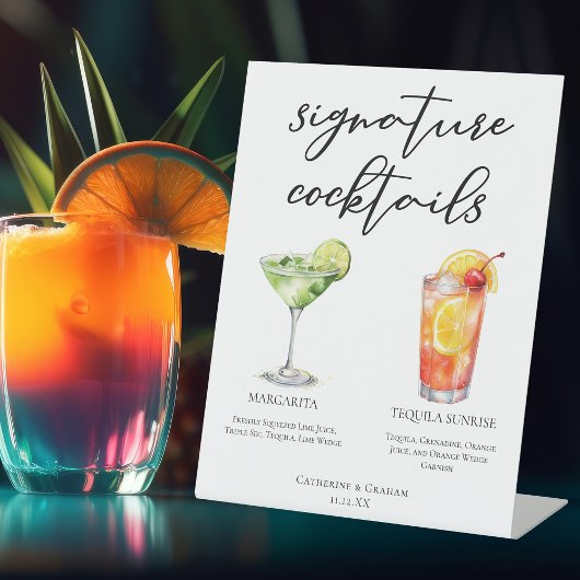 Margarita Tequila Sunrise Wedding Cocktails Menü Sockelschild