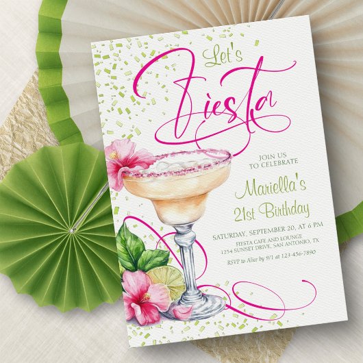 Margarita Tropical Floral Birthday Invitation Einladung