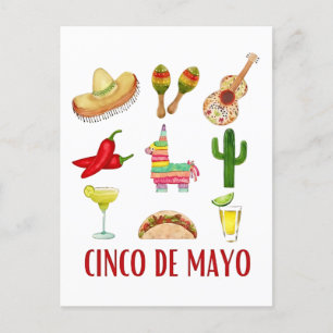 Margarita und Bow Coquette Cinco de Mayo Ankündigungspostkarte