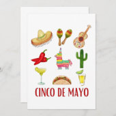 Margarita und Bow Coquette Cinco de Mayo Einladung (Vorne/Hinten)