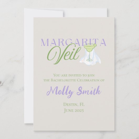 Margarita Veil - Design für lustige Junggeselinnen Einladung (Vorderseite)