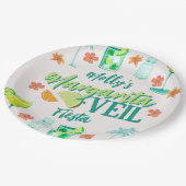 Margarita Veil Junggeselinnen-Abschied Illustriert Pappteller (Schrägansicht)