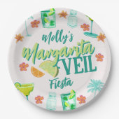 Margarita Veil Junggeselinnen-Abschied Illustriert Pappteller (Vorderseite)