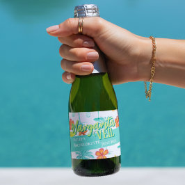 Margarita Veil Junggeselinnen-Abschied Illustriert Schaumweinetikett