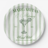 Margaritas and Matrimony Striped Bachelorette Pappteller (Vorderseite)