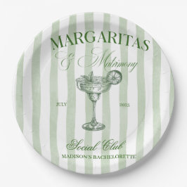 Margaritas and Matrimony Striped Bachelorette Pappteller