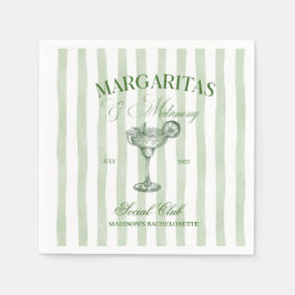 Margaritas and Matrimony Striped Bachelorette Serviette