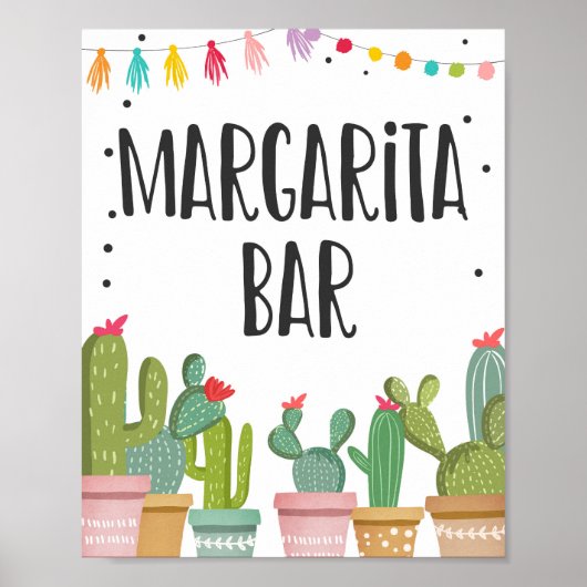 Margaritas Bar Drinks Cactus Fiesta Tafelzeichen Poster (Vorne)
