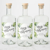 Margaritas grüne Limetten und Blattwerk Alkoholflaschenetikett (Flaschen)