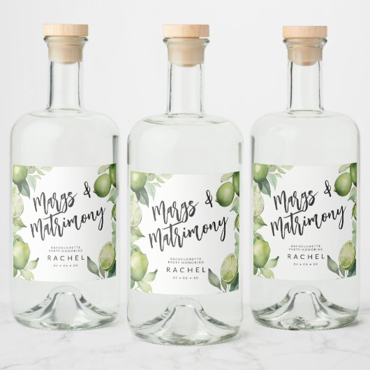 Margaritas grüne Limetten und Blattwerk Alkoholflaschenetikett (Flaschen)