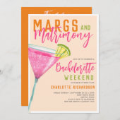 Margaritas Margs & Matrimont Bachelorette Weekend Einladung (Vorne/Hinten)