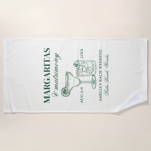 Margaritas & Matrimony Bachelorette Strandtuch (Vorderseite)