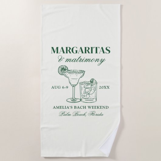 Margaritas & Matrimony Bachelorette Strandtuch (Vorderseite)