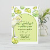 Margaritas & Matrimony Green Groovy Brautparty Einladung (Stehend Vorderseite)