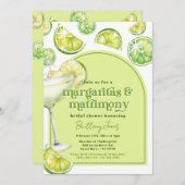 Margaritas & Matrimony Green Groovy Brautparty Einladung (Vorne/Hinten)