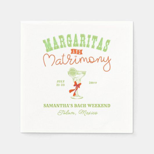 Margaritas & Matrimony Tulum Junggeselinnen-Abschi Serviette (Vorderseite)