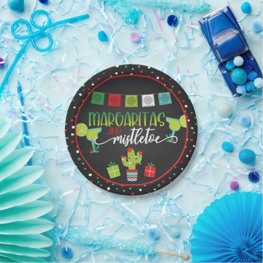 Margaritas & Mistletoe Weihnachten Party Plate Pappteller (Party)