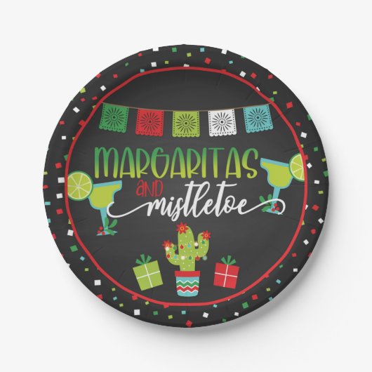 Margaritas & Mistletoe Weihnachten Party Plate Pappteller (Vorderseite)