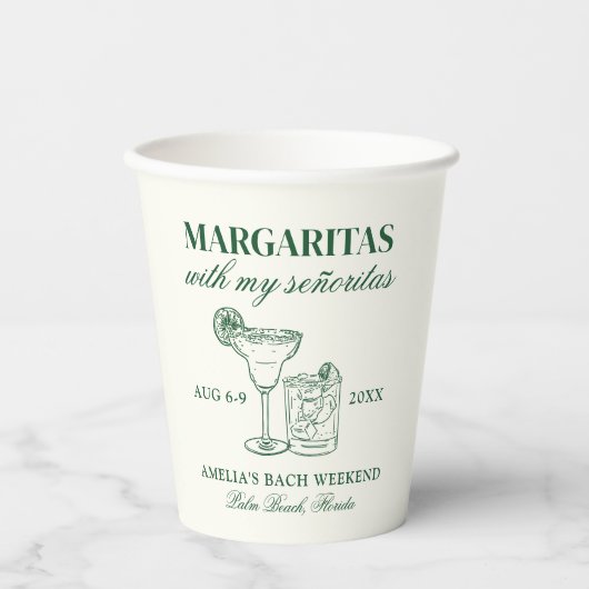 Margaritas mit meinem Señoritas Bachelorette Woche Pappbecher (Vorderseite)