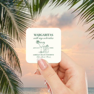 Margaritas mit meinen Señoritas Junggesellinnenabs Quadratischer Aufkleber