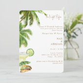 Margaritas & Tacos The Night Before Palm Trees Einladung (Stehend Vorderseite)