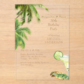 Margaritas & Tacos Tropical Birthday Party Acryleinladungen (Vorderseite)