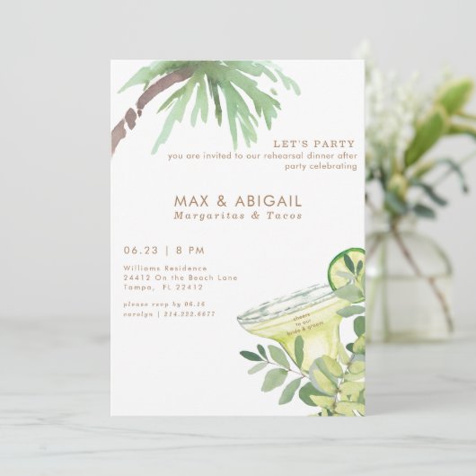 Margaritas & Tacos Tropical nach Party II Einladung (Stehend Vorderseite)