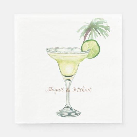 Margaritas Tropical Couple Names Luncheon Serviette (Vorderseite)