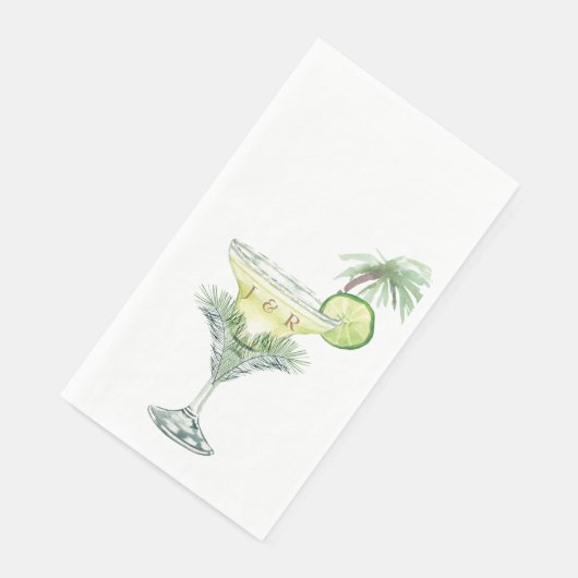 Margaritas Tropical Wedding Cocktail Serviette (Ecke)