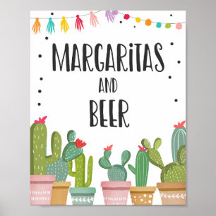 Margaritas und Beers Bar Kaktus Fiesta-Tischschild Poster
