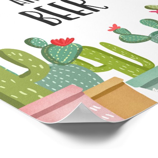 Margaritas und Bier Bar Cactus Fiesta Tafelzeichen Poster (Ecke)