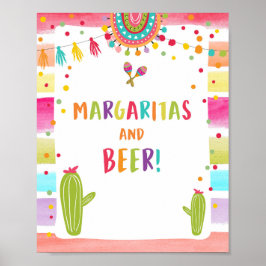 Margaritas und Bier Bar Cactus Fiesta Tafelzeichen Poster