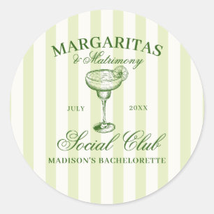 Margaritas und Matrimone Green Striped Runder Aufkleber