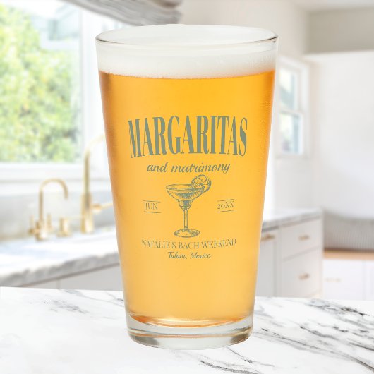 Margaritas und Matrimone Personalisiert Bacheloret Glas