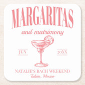 Margaritas und Matrimone Personalisiert Bacheloret Rechteckiger Pappuntersetzer (Vorderseite)