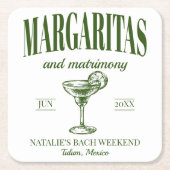 Margaritas und Matrimone Personalisiert Bacheloret Rechteckiger Pappuntersetzer (Vorderseite)