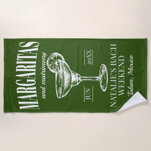 Margaritas und Matrimone Personalisiert Bacheloret Strandtuch (Vorderseite)