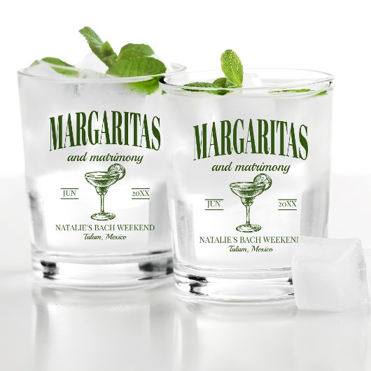 Margaritas und Matrimone Personalisiert Bacheloret Whiskyglas
