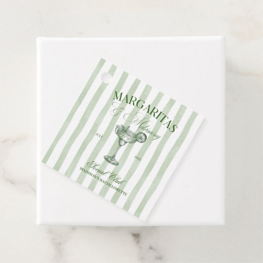 Margaritas und Matrimone Striped Bachelorette Geschenkanhänger (Beispiel)
