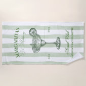 Margaritas und Matrimone Striped Bachelorette Strandtuch (Vorderseite)