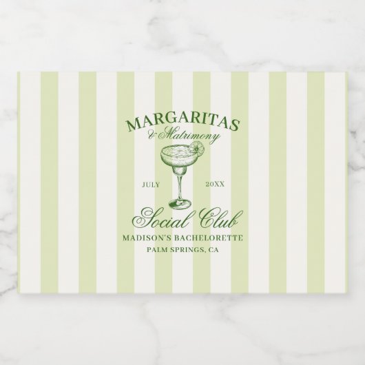 Margaritas und Matrimony Bachelorette Alkoholflaschenetikett (Einzelnes Label)