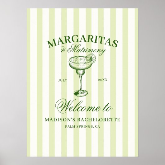 Margaritas und Matrimony Bachelorette Willkommen Poster (Vorne)