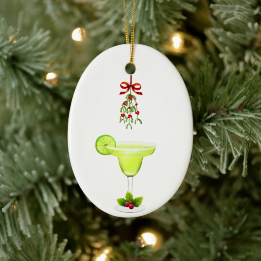 Margaritas und Mistletoe Weihnachten Keramik Ornament (Baum)