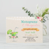 Margaritas und Monogramm-Party Einladung (Stehend Vorderseite)