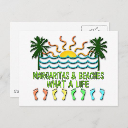 Margaritas und Strände Postkarte (Vorne/Hinten)